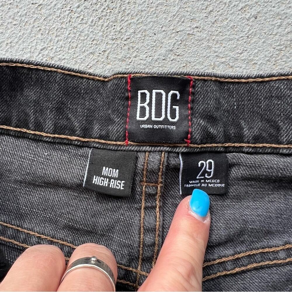 BDG urban outfitters mom high-rise black faded rolled hem jean shorts - Picture 3 of 6